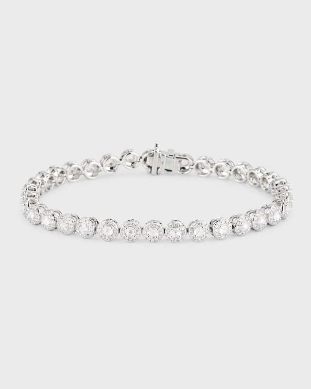 Rose-Cut Diamond Tennis Bracelet in 18K White Gold
